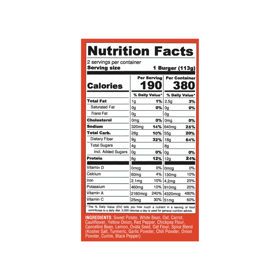 Actual Veggies - Sweet Potato Veggie Burger, 3 oz