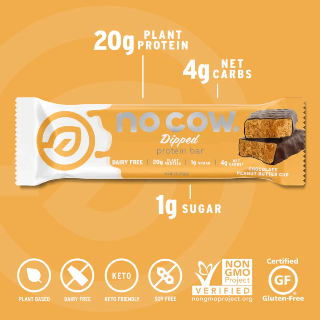 No Cow - Dipped, Chocolate Peanut Butter Cup Bars, 60g