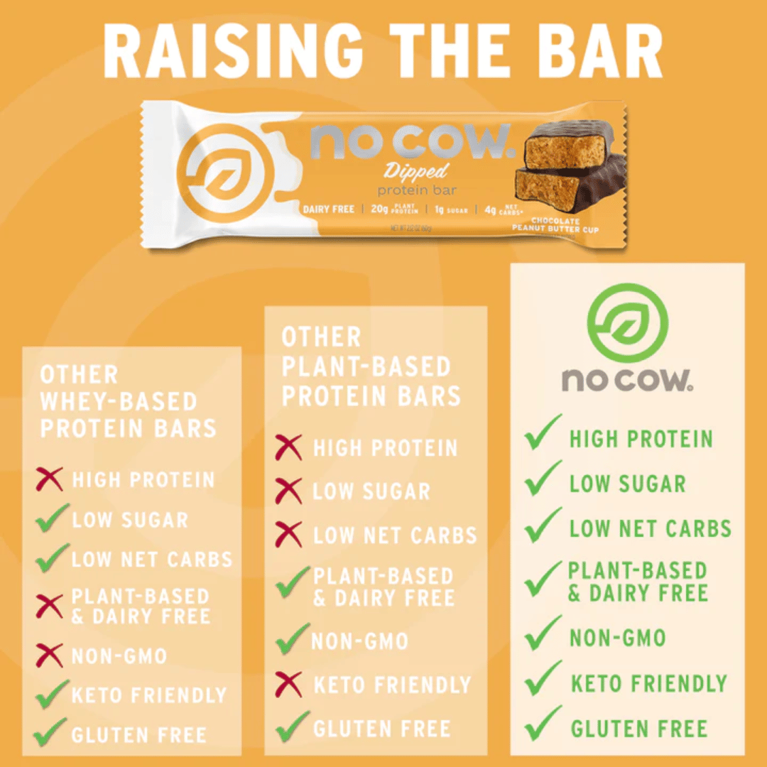 No Cow - Dipped, Chocolate Peanut Butter Cup Bars, 60g