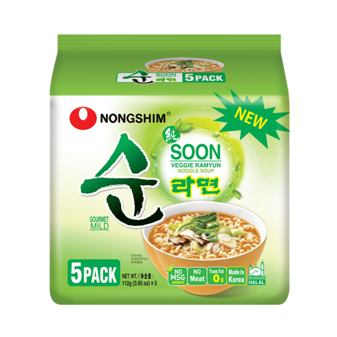 Nongshim - Soon Veggie Ramyun Noodle Soup, Pack of 5x112g